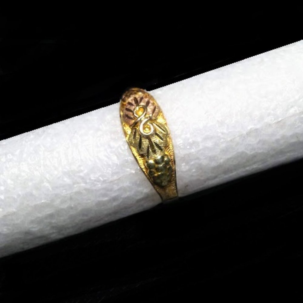 Black Hills Solid 10k Tri Color Gold Leaves Grapes Band Ring Sz 6